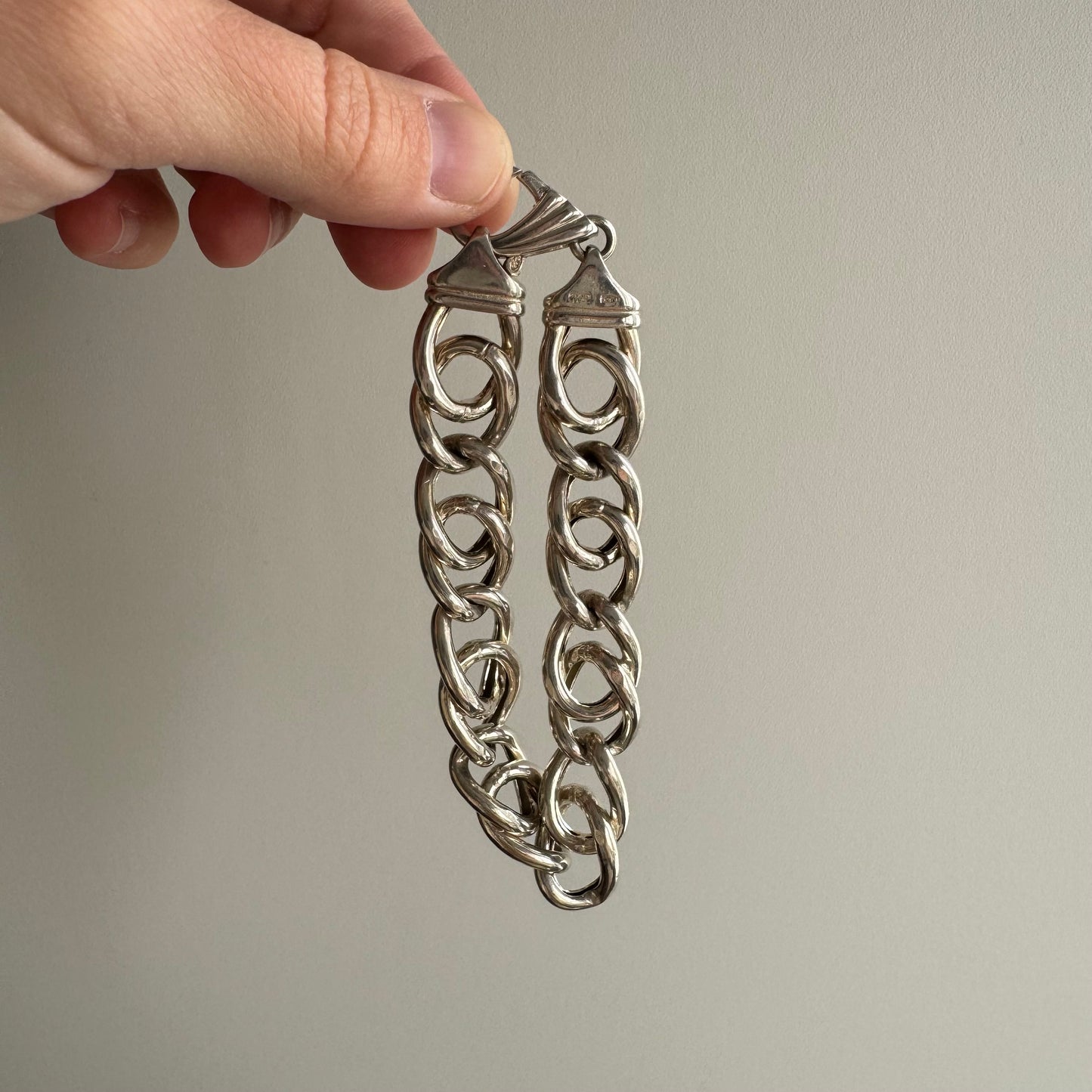 P R E - L O V E D // loose chunky curb / sterling silver puffy chunky bracelet / 8", 26g