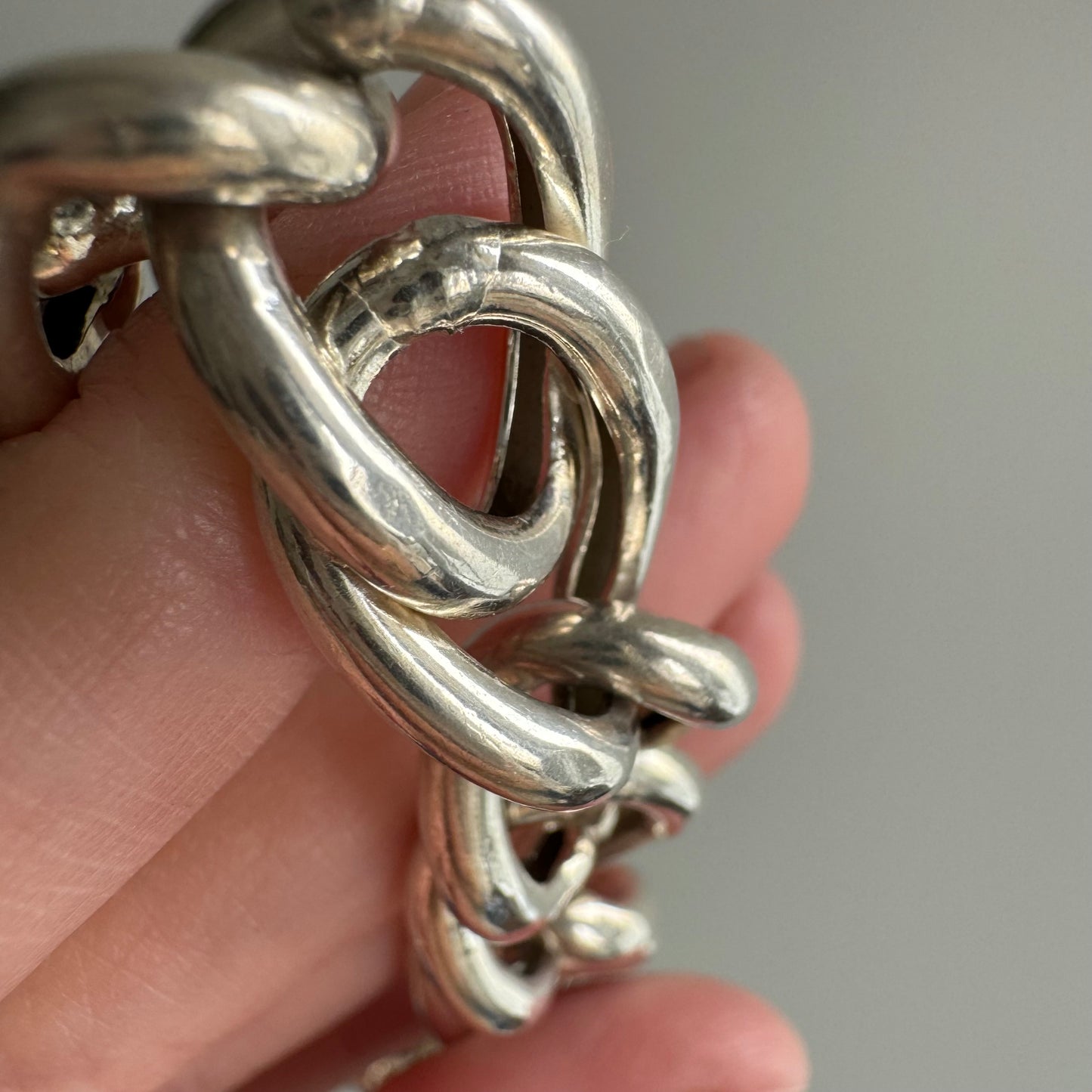 P R E - L O V E D // loose chunky curb / sterling silver puffy chunky bracelet / 8", 26g