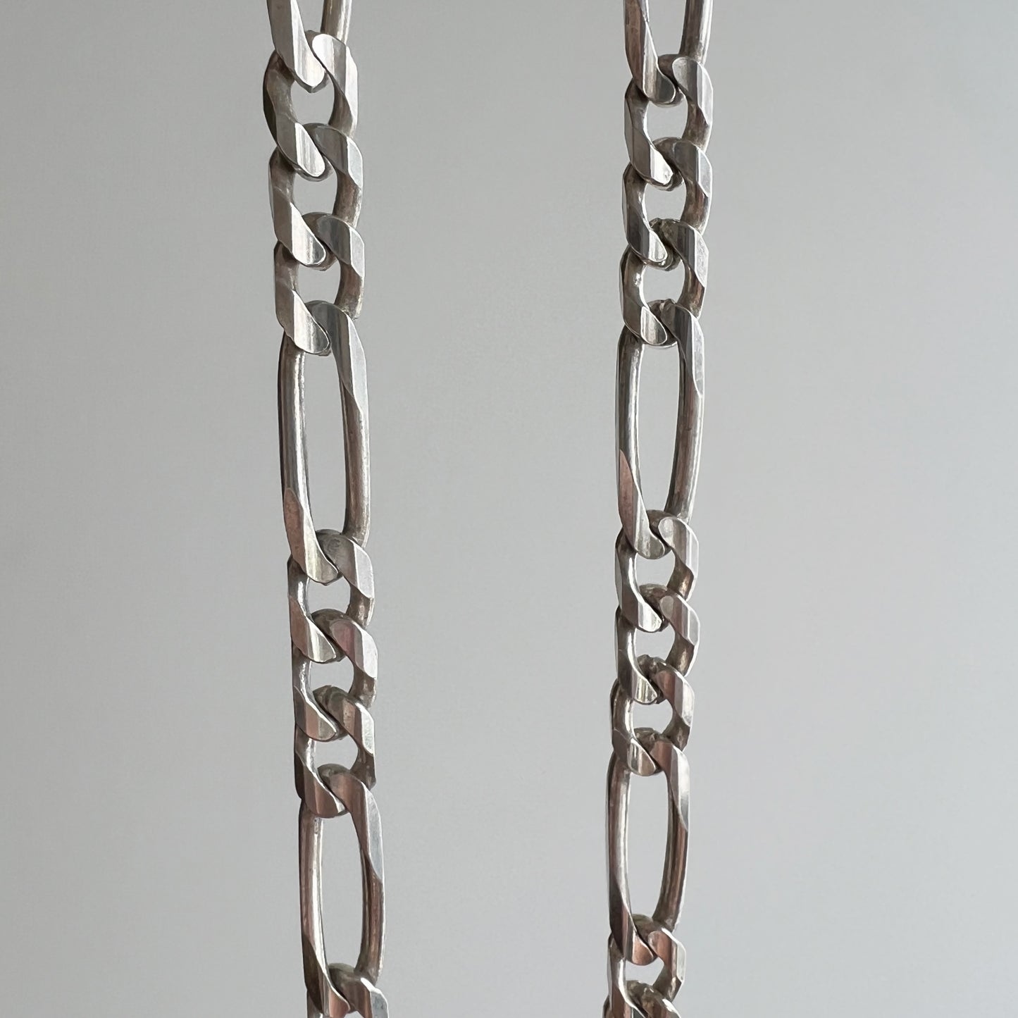 V I N T A G E // three to one figaro / Italy sterling silver figaro chain / 24.25", 26.7g