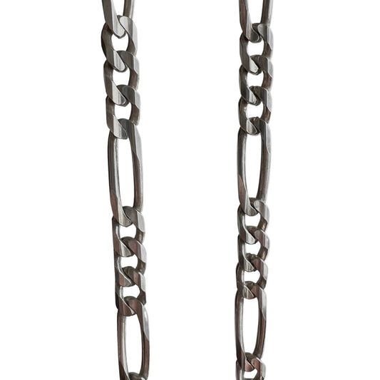 V I N T A G E // three to one figaro / Italy sterling silver figaro chain / 24.25", 26.7g