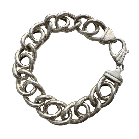 P R E - L O V E D // loose chunky curb / sterling silver puffy chunky bracelet / 8", 26g