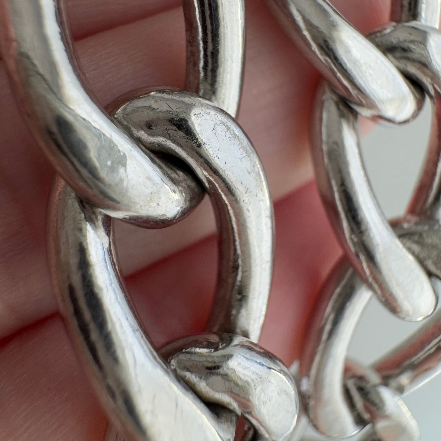 V I N T A G E // lovely links / sterling silver chunky wide oval curb chain bracelet / 7.5", 43.3g