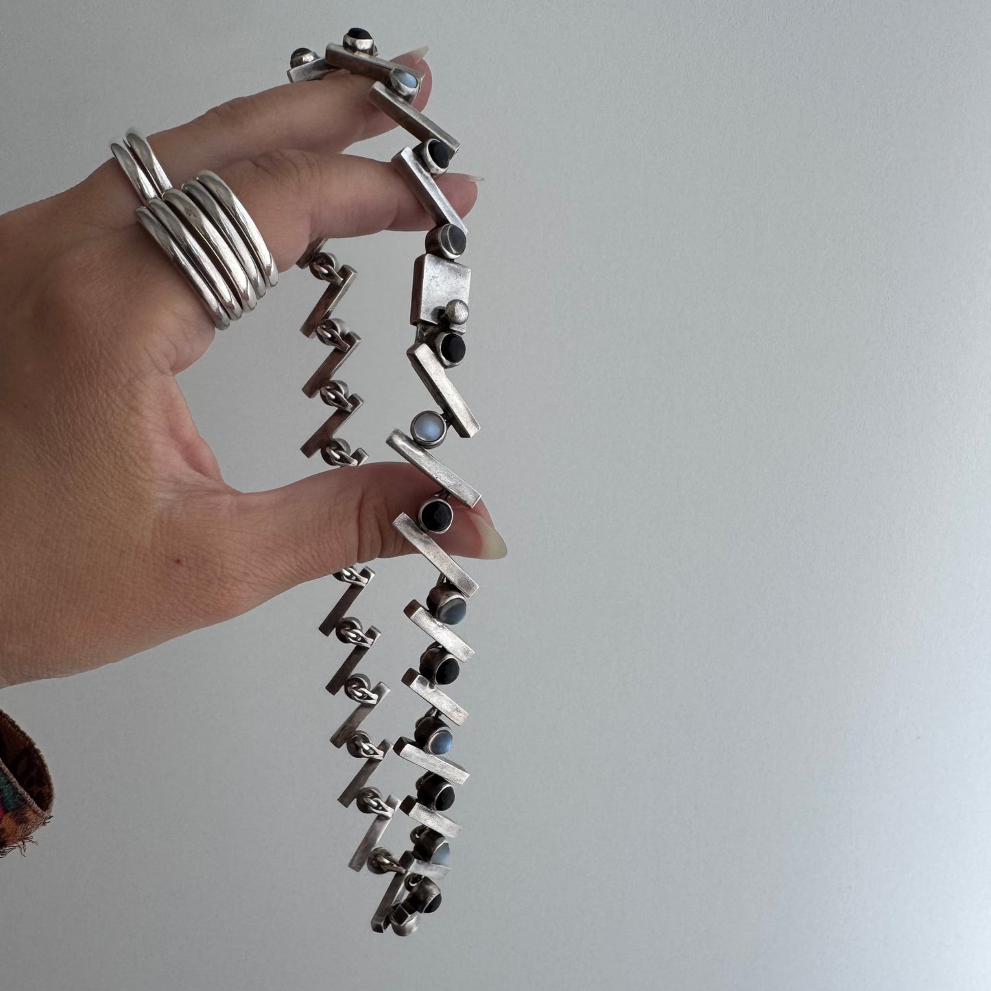 V I N T A G E // mesmerizing modernism / sterling silver modernist link necklace by Antonio Pineda for Taxco / 16.25", 63.7g