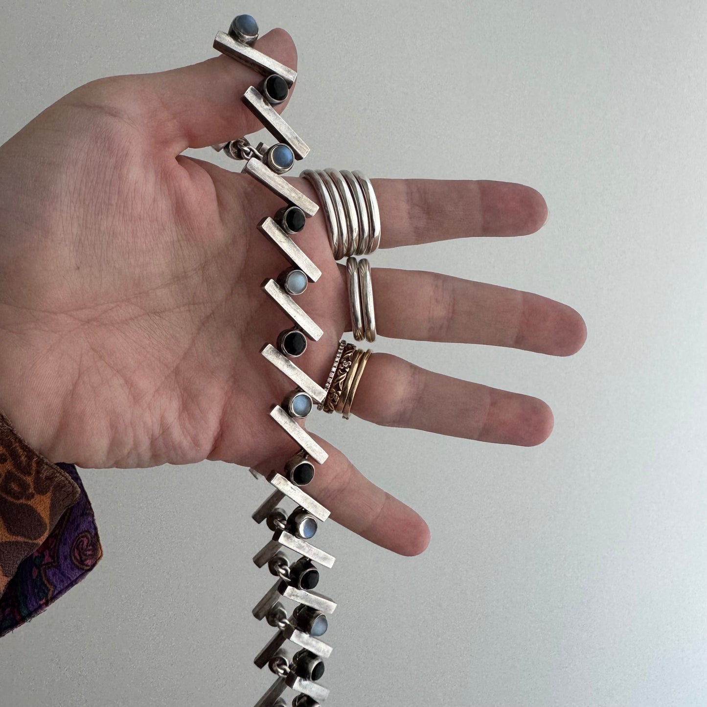 V I N T A G E // mesmerizing modernism / sterling silver modernist link necklace by Antonio Pineda for Taxco / 16.25", 63.7g