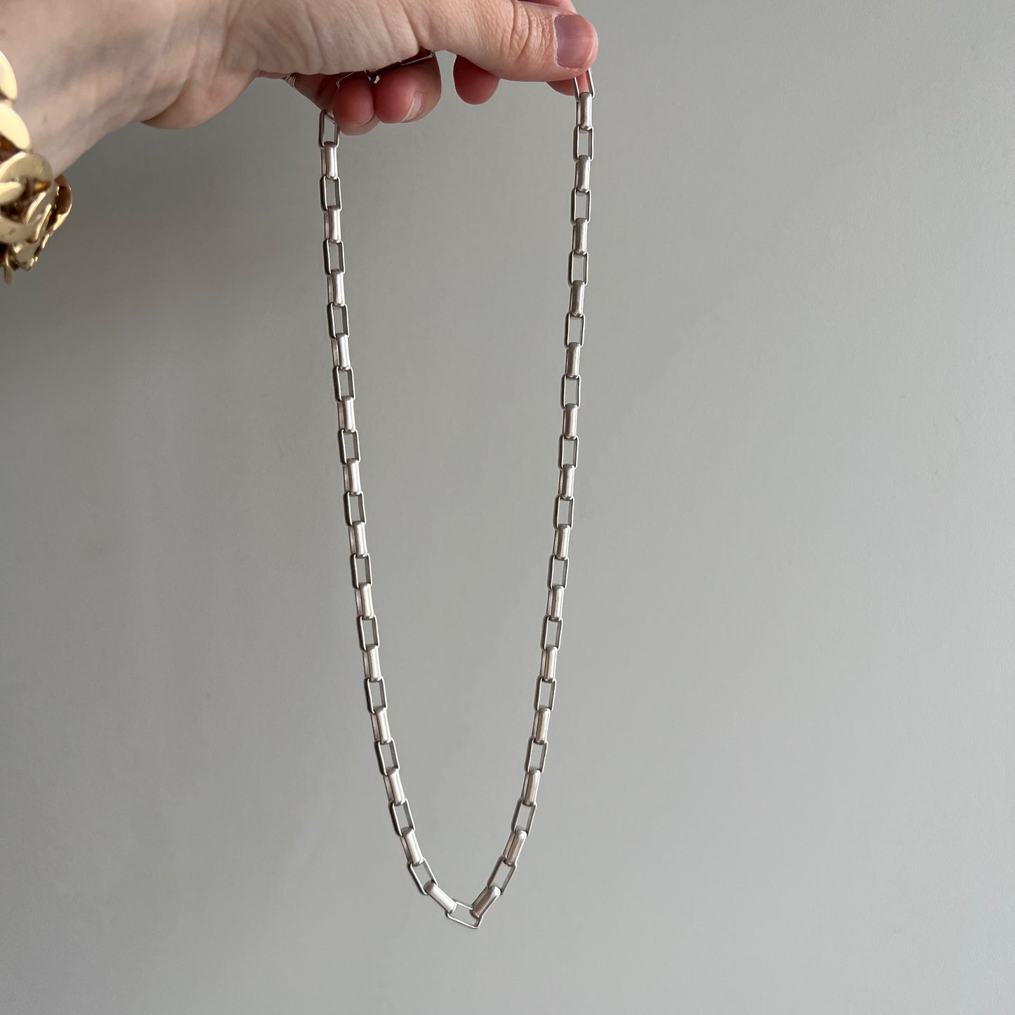 V I N T A G E // longest box / Italy sterling silver elongated box chain / 20.25" long 39.8g