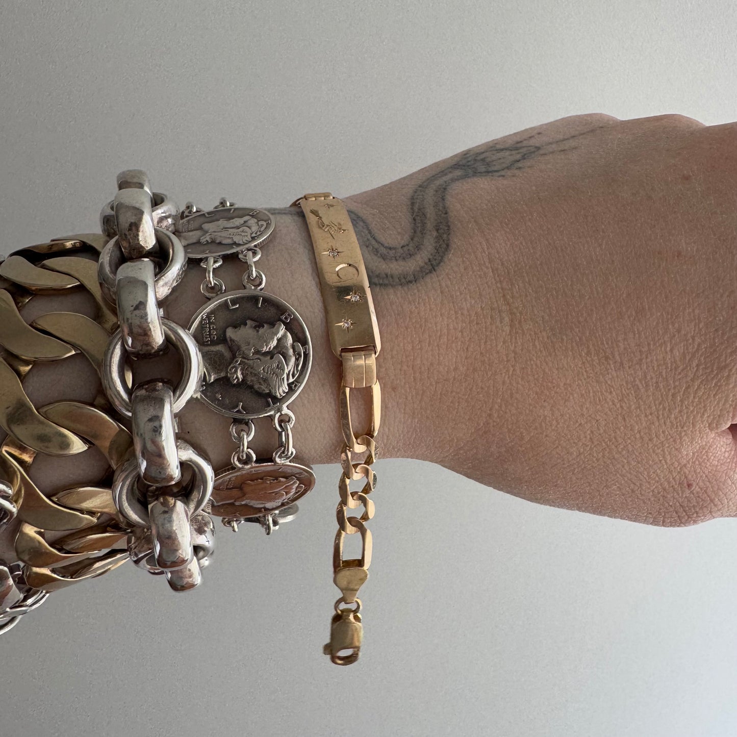 reimagined V I N T A G E // the best witch / 14k and diamond reworked ID bracelet / tiny 6",