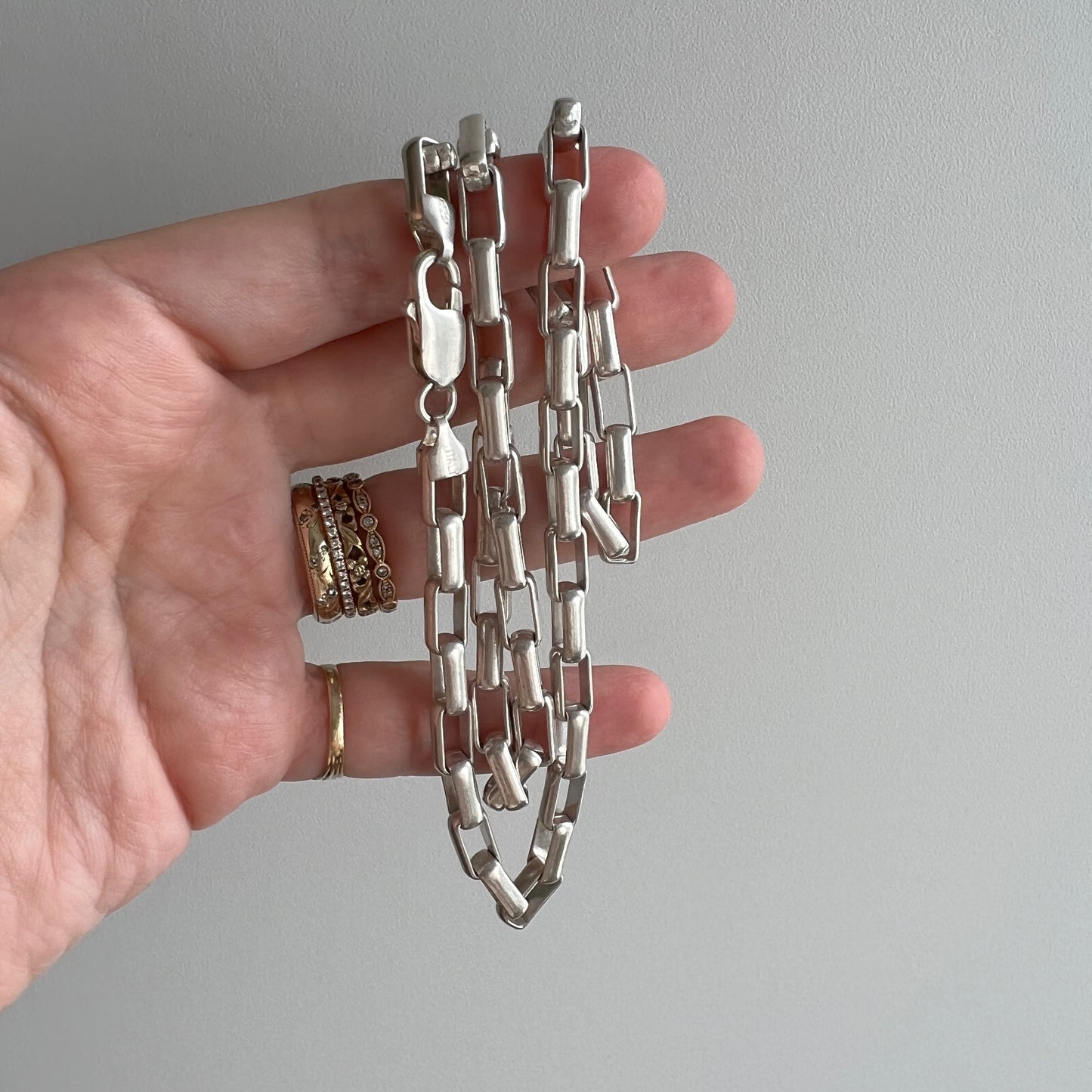 V I N T A G E // longest box / Italy sterling silver elongated box chain / 20.25" long 39.8g