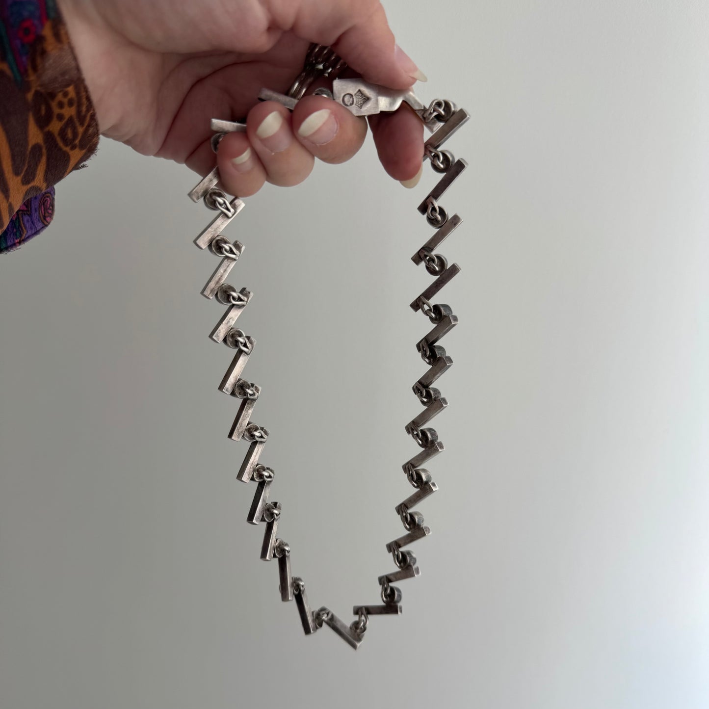 V I N T A G E // mesmerizing modernism / sterling silver modernist link necklace by Antonio Pineda for Taxco / 16.25", 63.7g
