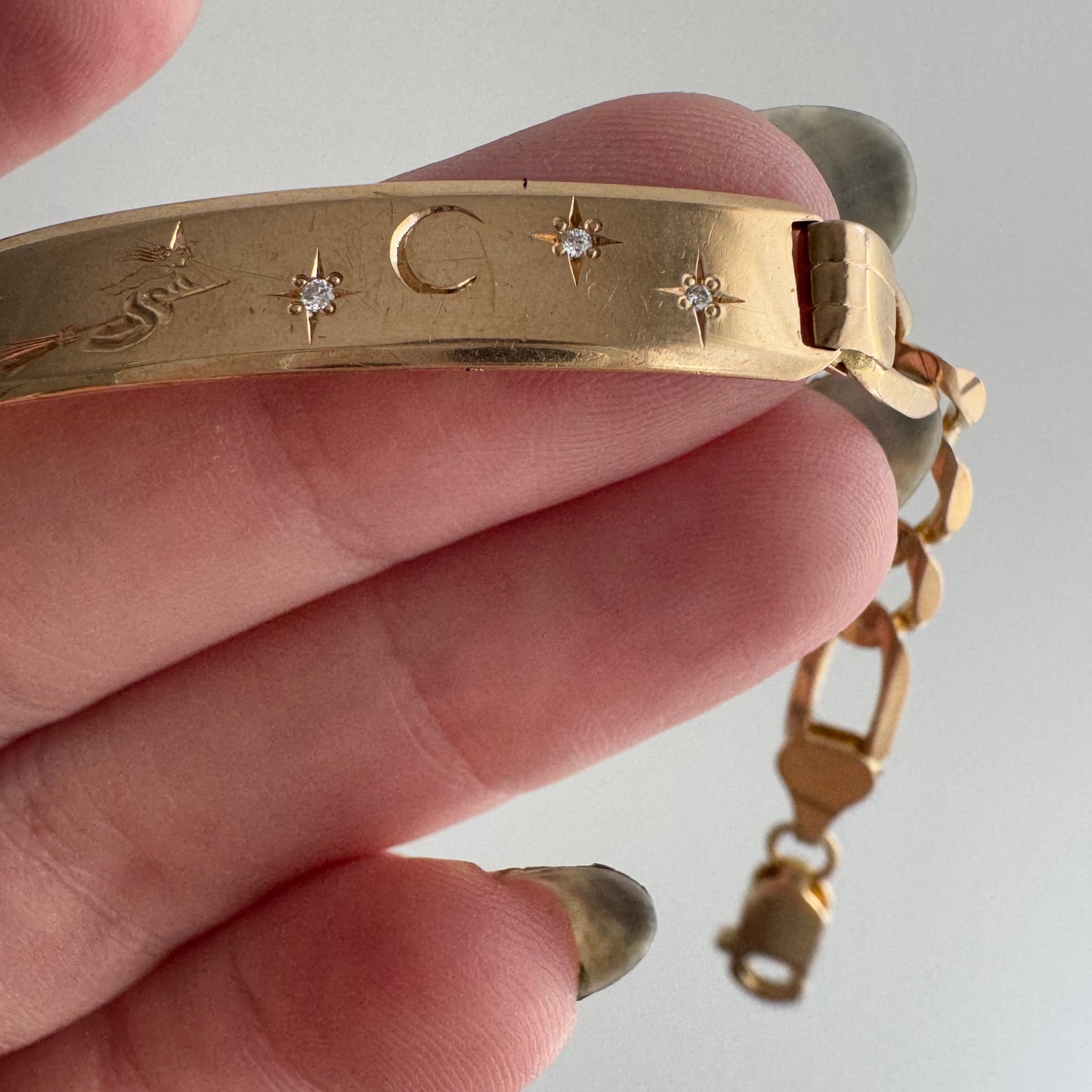 reimagined V I N T A G E // the best witch / 14k and diamond reworked ID bracelet / tiny 6",