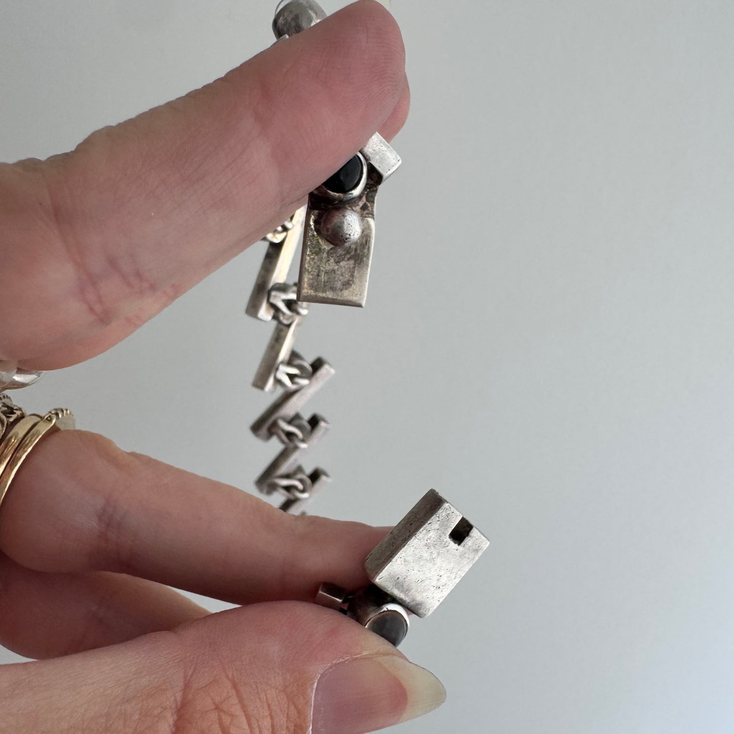 V I N T A G E // mesmerizing modernism / sterling silver modernist link necklace by Antonio Pineda for Taxco / 16.25", 63.7g