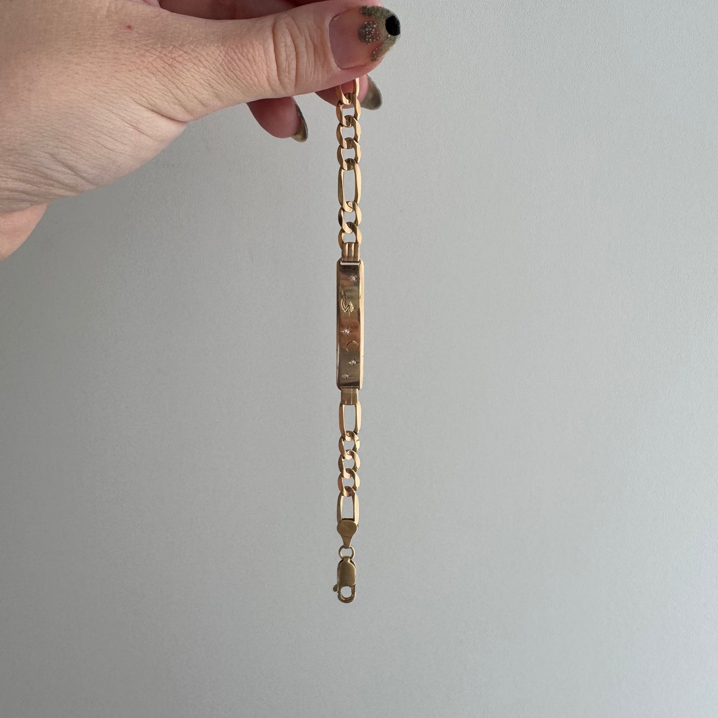 reimagined V I N T A G E // the best witch / 14k and diamond reworked ID bracelet / tiny 6",