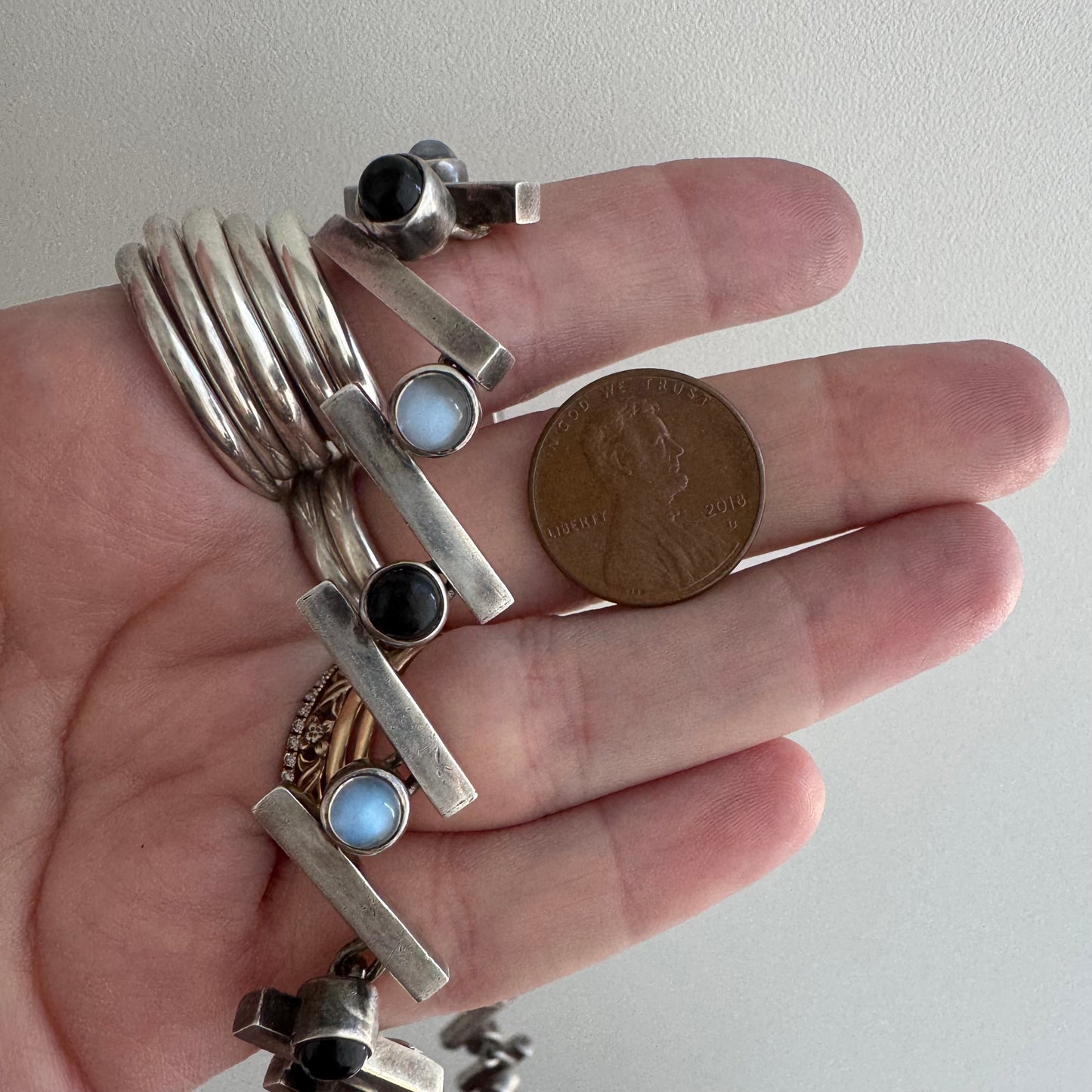 V I N T A G E // mesmerizing modernism / sterling silver modernist link necklace by Antonio Pineda for Taxco / 16.25", 63.7g