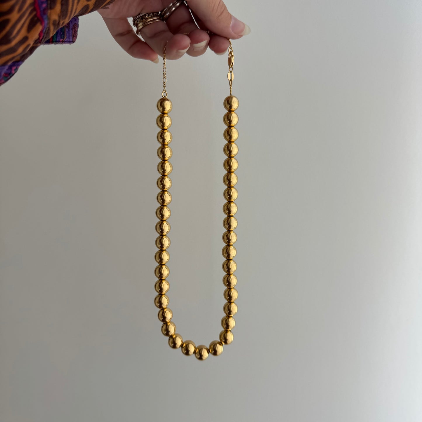 P R E - L O V E D // string of orbs / gold over sterling silver chunky bead necklace / 15.25" - 18.25", 40.5g