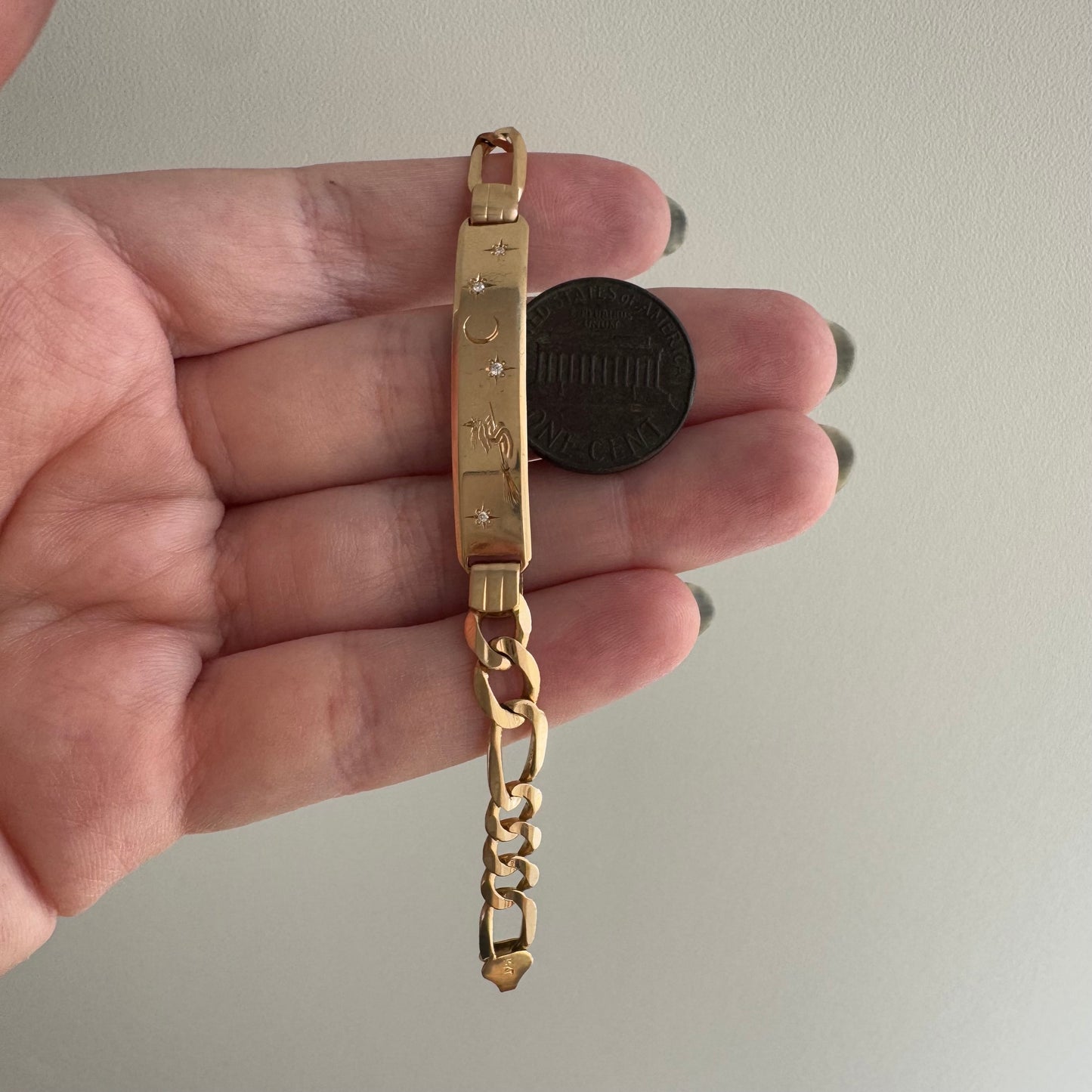 reimagined V I N T A G E // the best witch / 14k and diamond reworked ID bracelet / tiny 6",