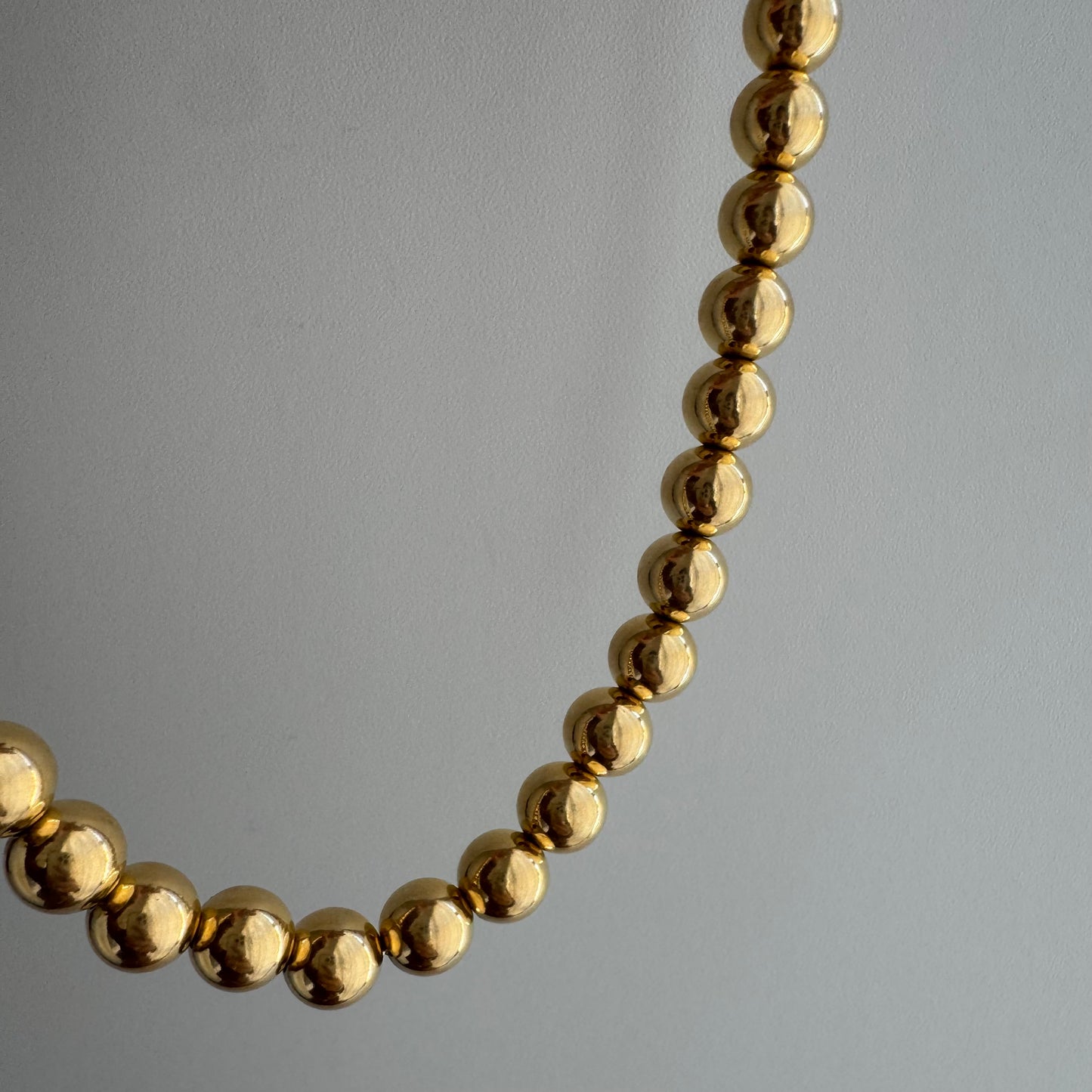 P R E - L O V E D // string of orbs / gold over sterling silver chunky bead necklace / 15.25" - 18.25", 40.5g