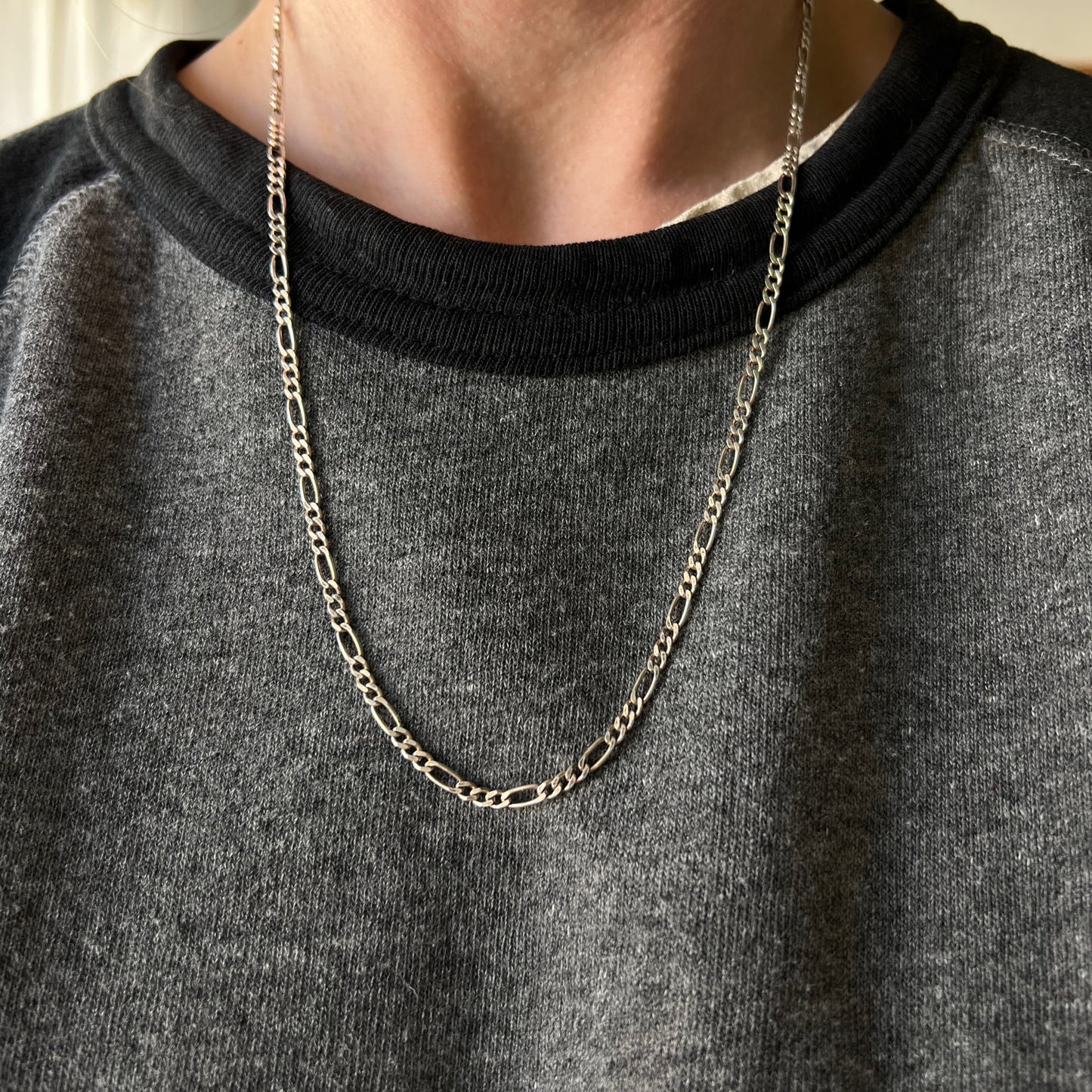 V I N T A G E // three to one figaro / Italy sterling silver figaro chain / 22", 8.9g