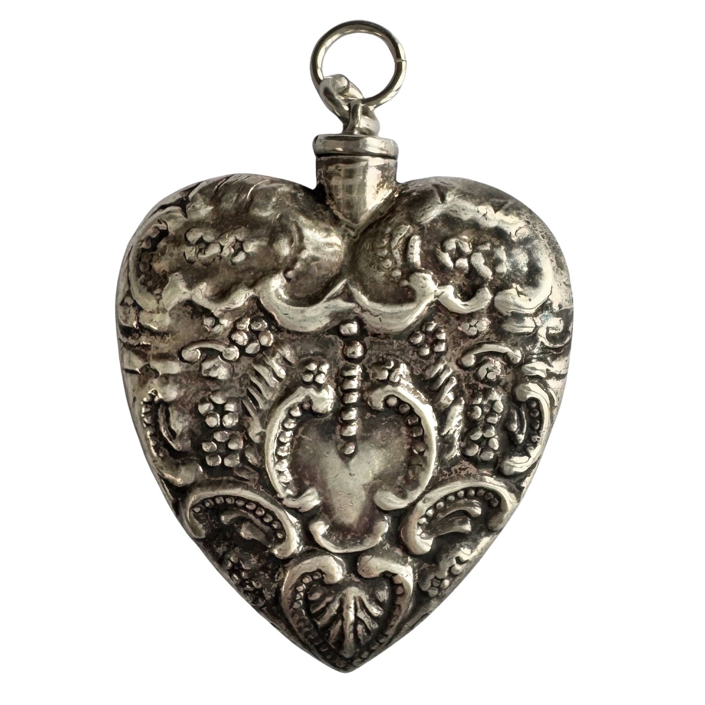 V I N T A G E // scent of the heart / sterling silver victorian style vinaigrette chatelaine / a heart pendant