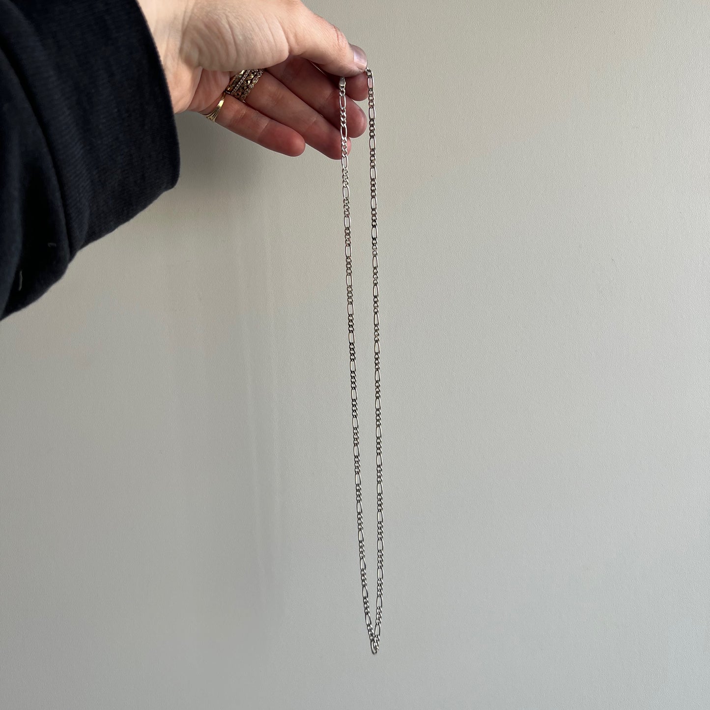 V I N T A G E // three to one figaro / Italy sterling silver figaro chain / 22", 8.9g