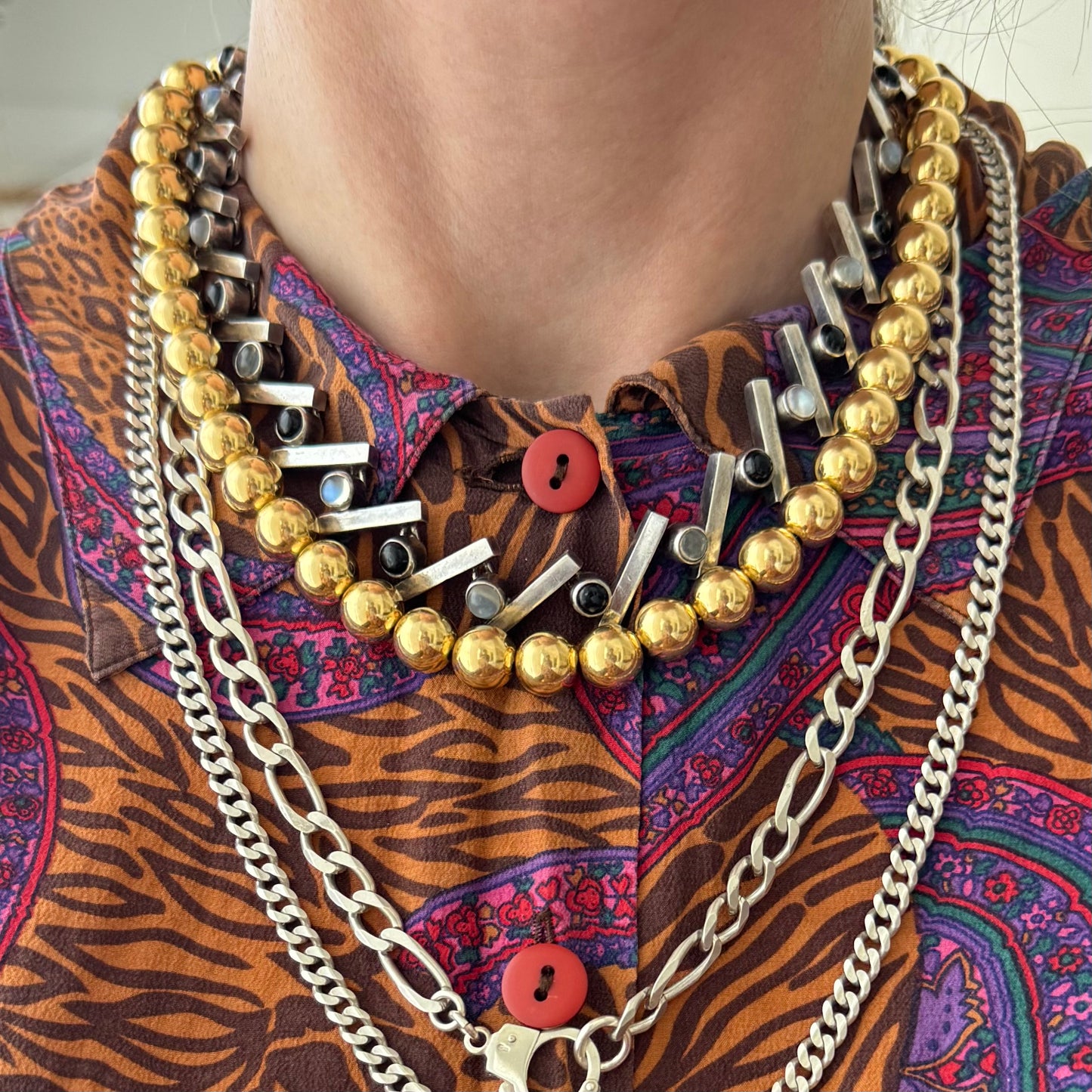 V I N T A G E // mesmerizing modernism / sterling silver modernist link necklace by Antonio Pineda for Taxco / 16.25", 63.7g