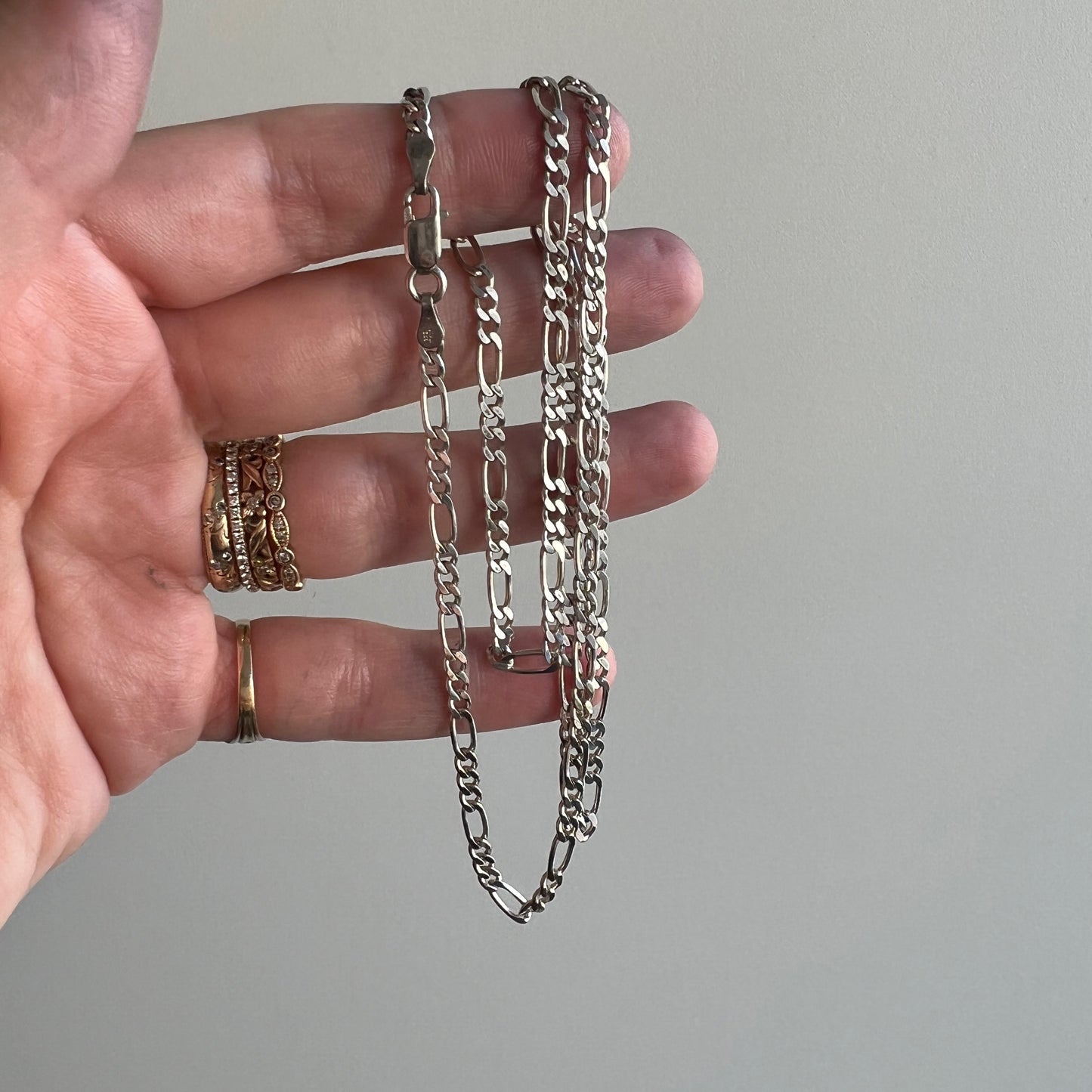 V I N T A G E // three to one figaro / Italy sterling silver figaro chain / 22", 8.9g