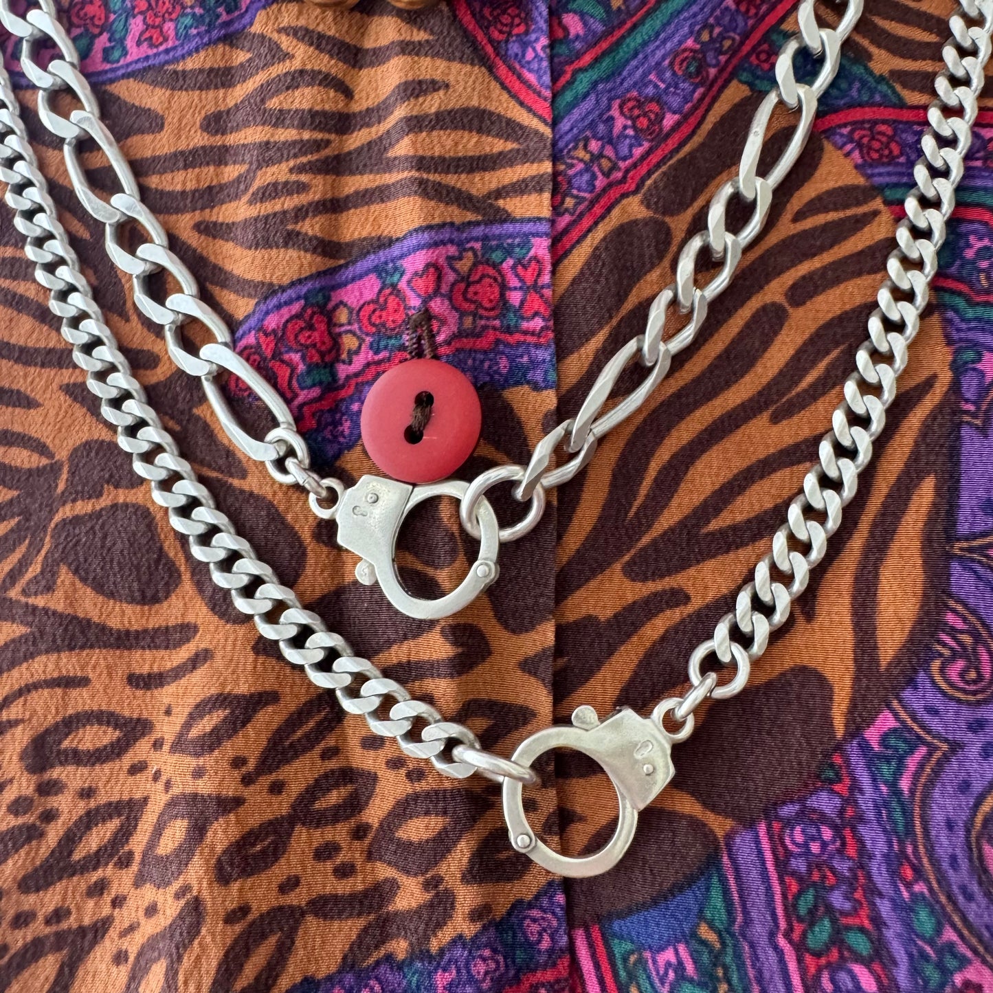 reimagined V I N T A G E // handcuff clasp / re-worked sterling silver figaro chain / 22.25", 33.7g