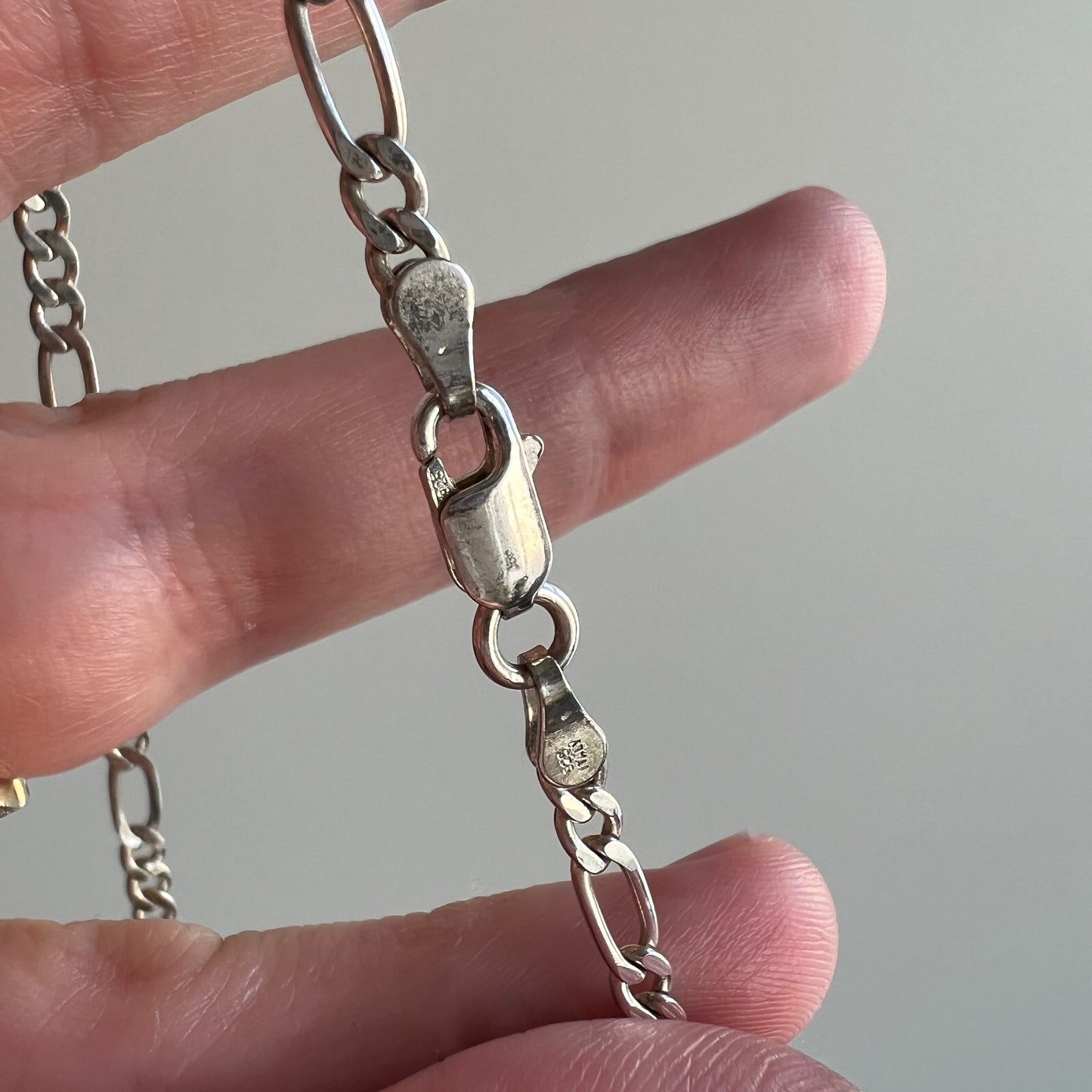 V I N T A G E // three to one figaro / Italy sterling silver figaro chain / 22", 8.9g