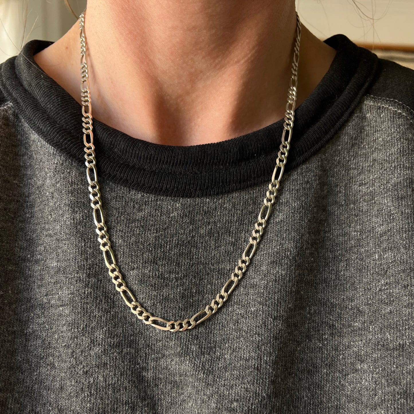 V I N T A G E // three to one figaro / Italy sterling silver figaro chain /20.5", 15.8g