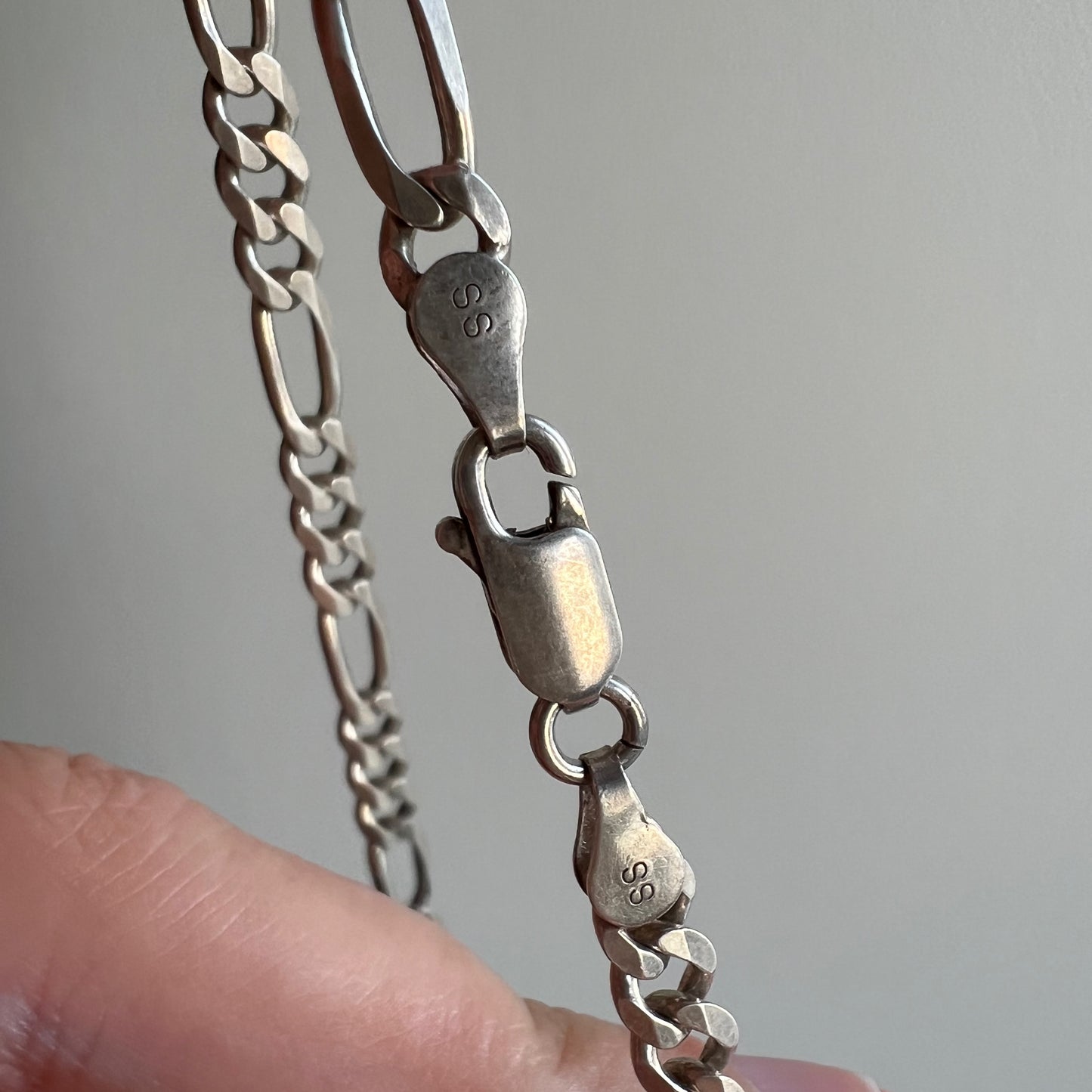 V I N T A G E // three to one figaro / Italy sterling silver figaro chain /20.5", 15.8g