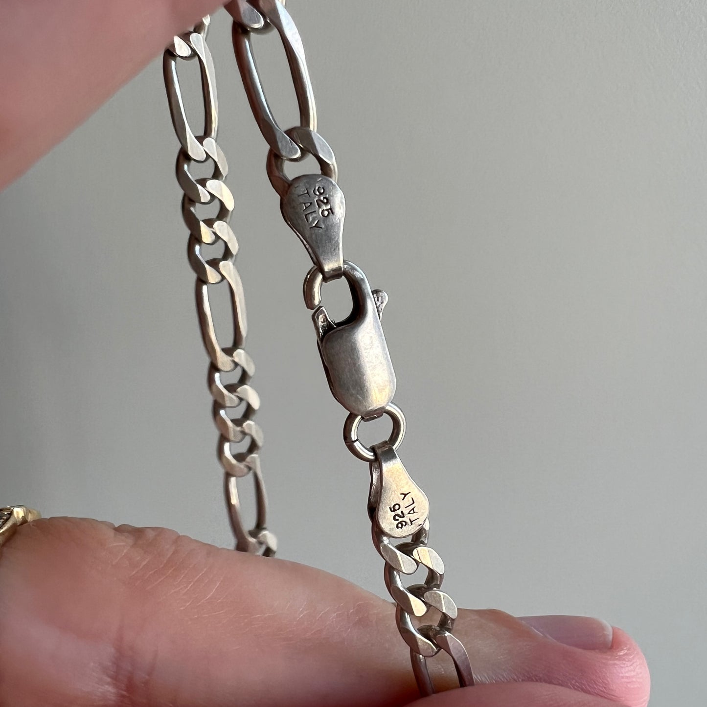 V I N T A G E // three to one figaro / Italy sterling silver figaro chain /20.5", 15.8g