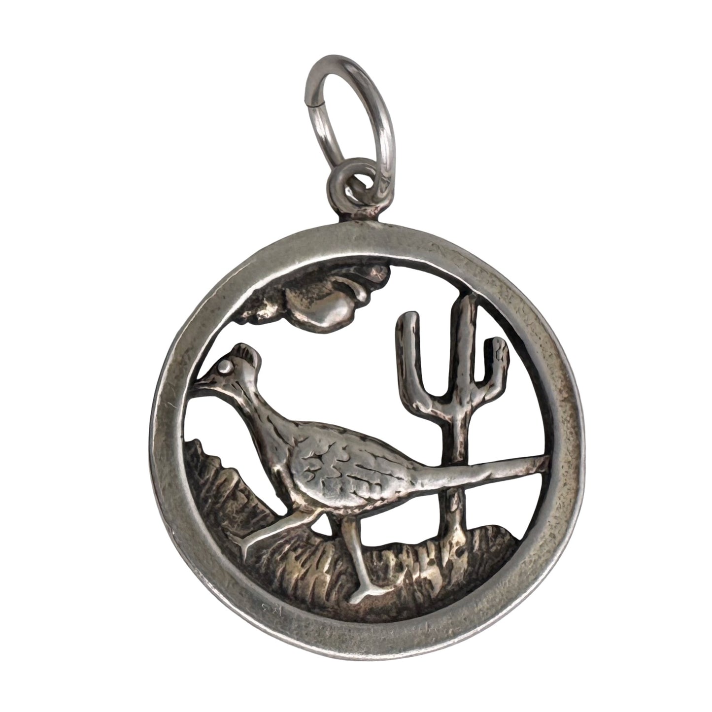 V I N T A G E // slowing down / sterling silver strutting road runner scene / a pendant