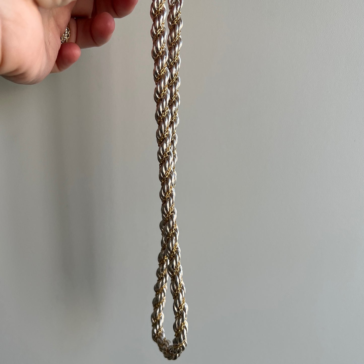 V I N T A G E // French twist / chunky sterling silver twisted rope and cable chain necklace / 17.5", 46g