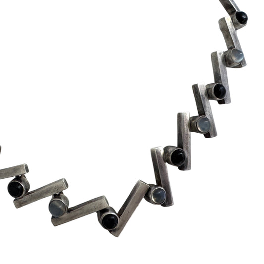 V I N T A G E // mesmerizing modernism / sterling silver modernist link necklace by Antonio Pineda for Taxco / 16.25", 63.7g