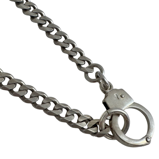 reimagined V I N T A G E // handcuff clasp / re-worked sterling silver flat curb chain / 24.75", 32.2g