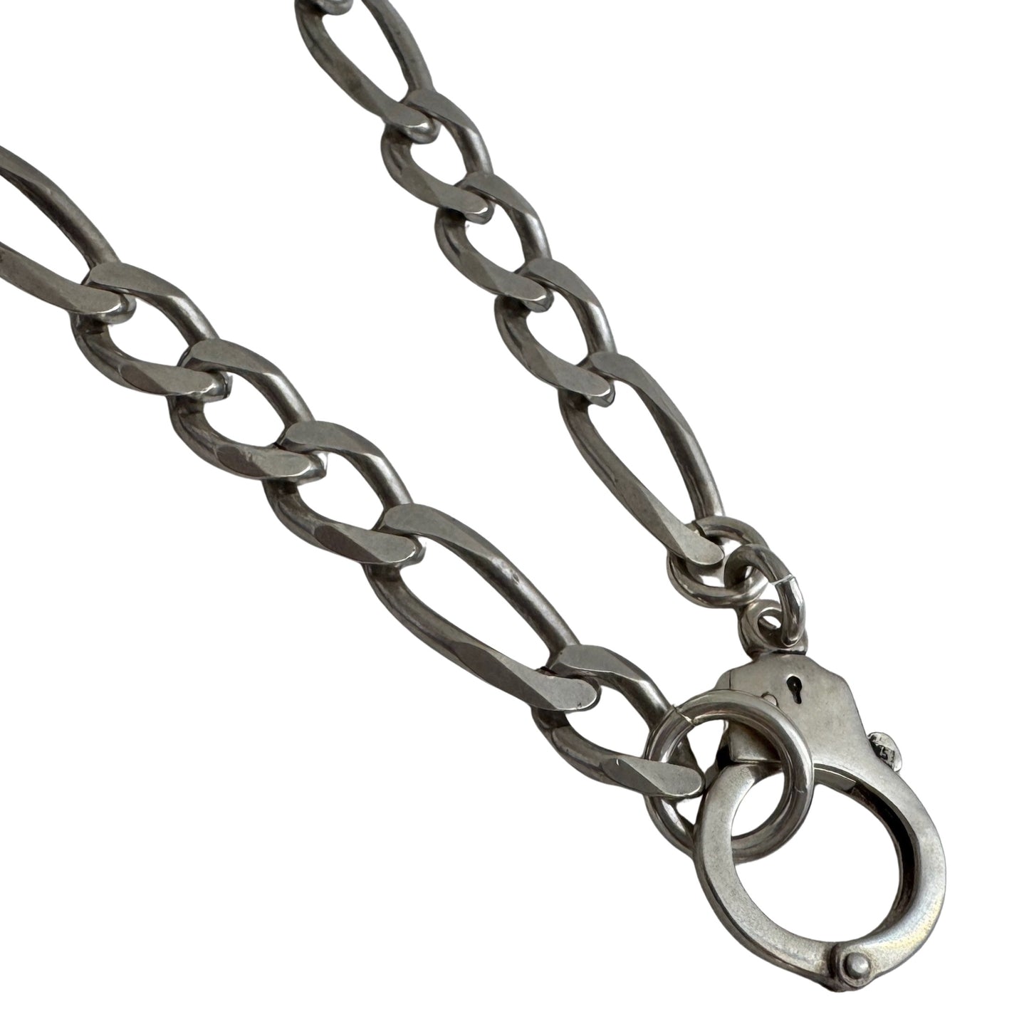 reimagined V I N T A G E // handcuff clasp / re-worked sterling silver figaro chain / 22.25", 33.7g