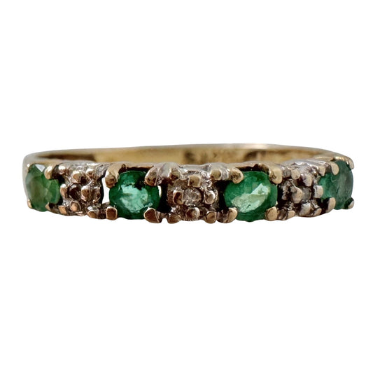 V I N T A G E // enviable green / 10k + emerald + diamond stacking band / size 7
