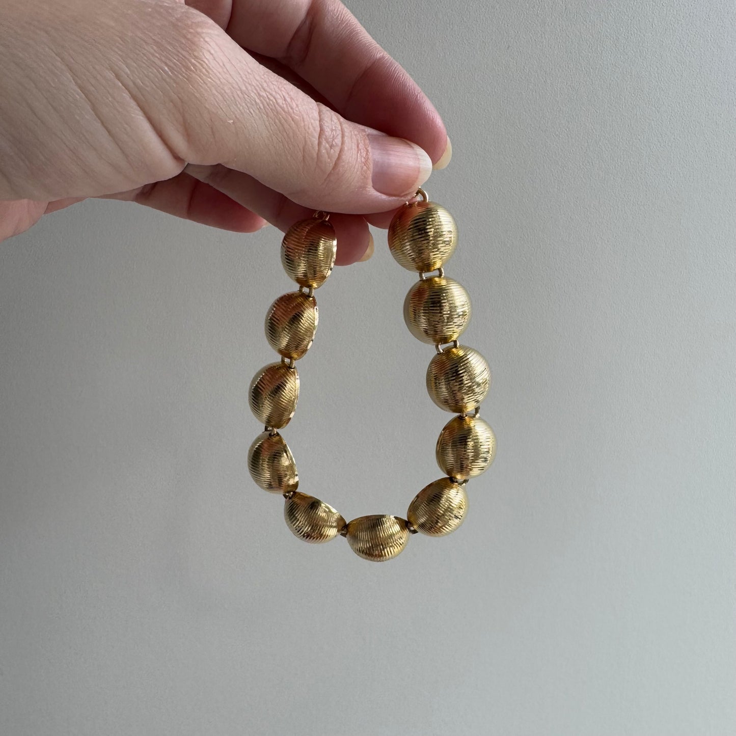 V I N T A G E // full moons / gold over sterling silver round link bracelet / 8"+, 25.3g