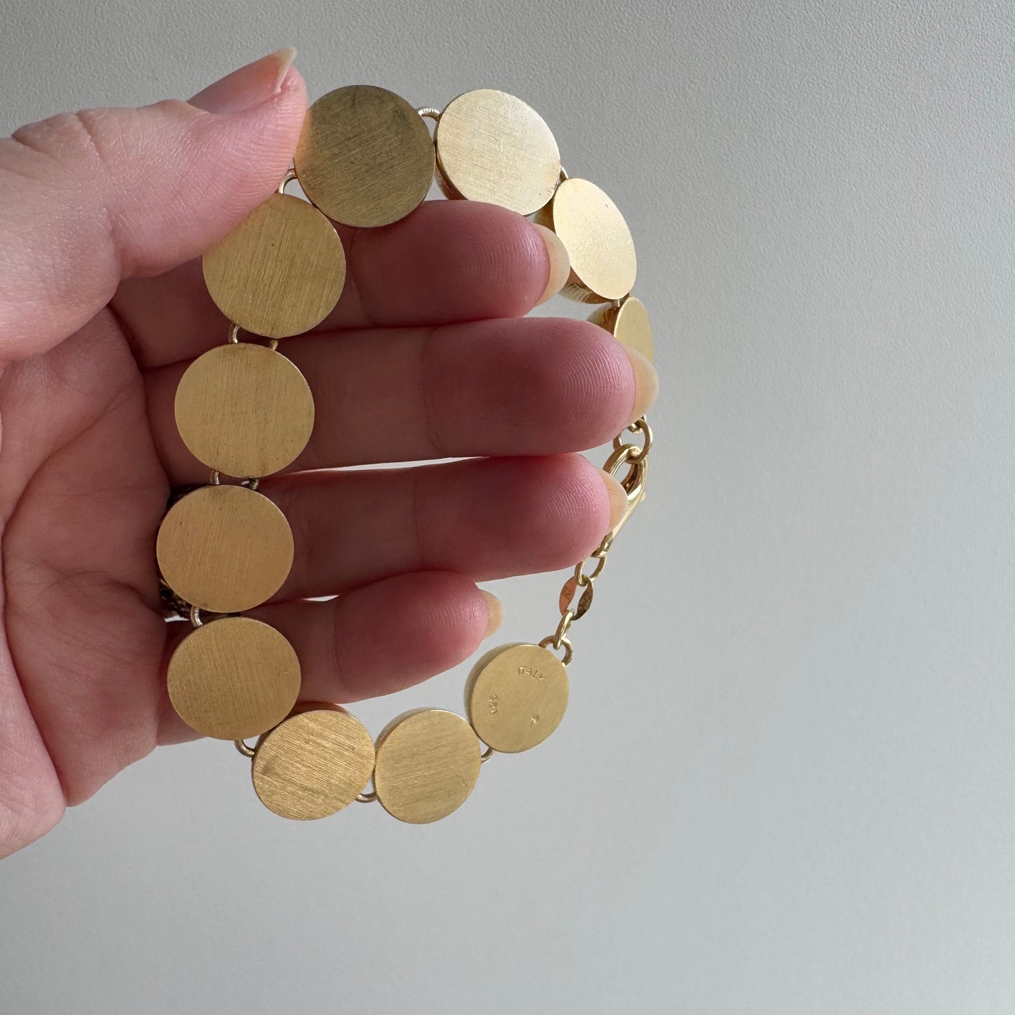 V I N T A G E // full moons / gold over sterling silver round link bracelet / 8"+, 25.3g