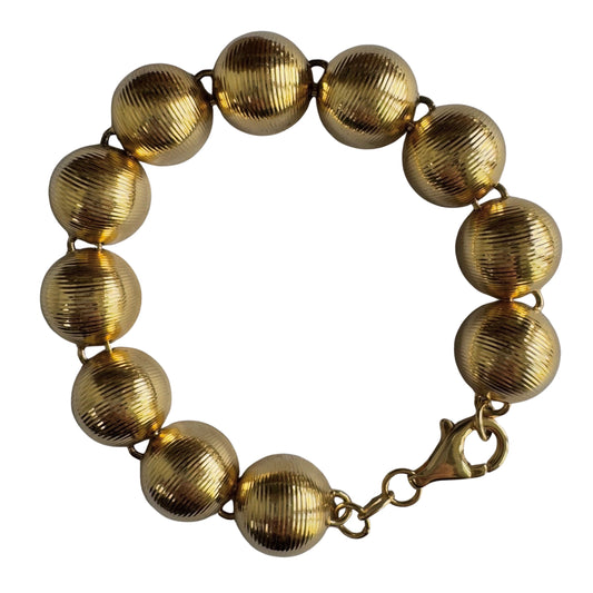 V I N T A G E // full moons / gold over sterling silver round link bracelet / 8"+, 25.3g