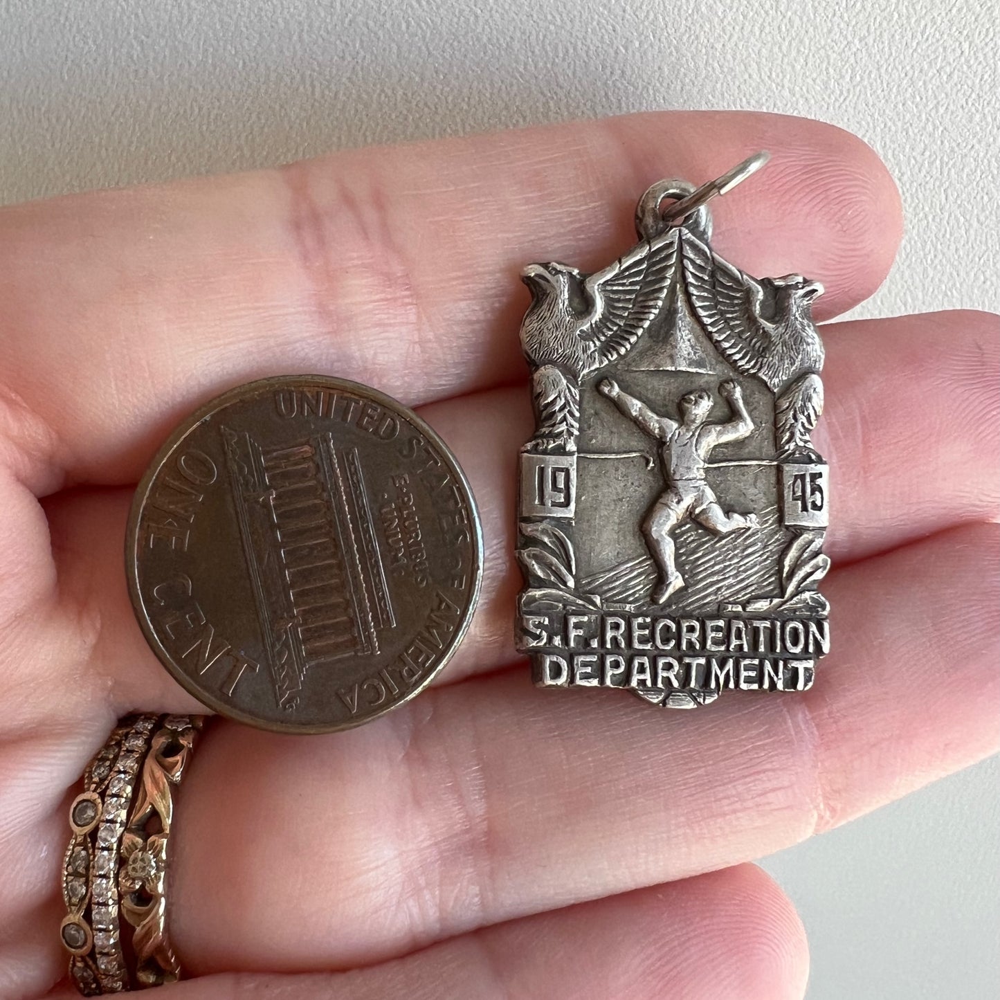 V I N T A G E // 2nd place / sterling silver SF Recreation Department medal / a pendant