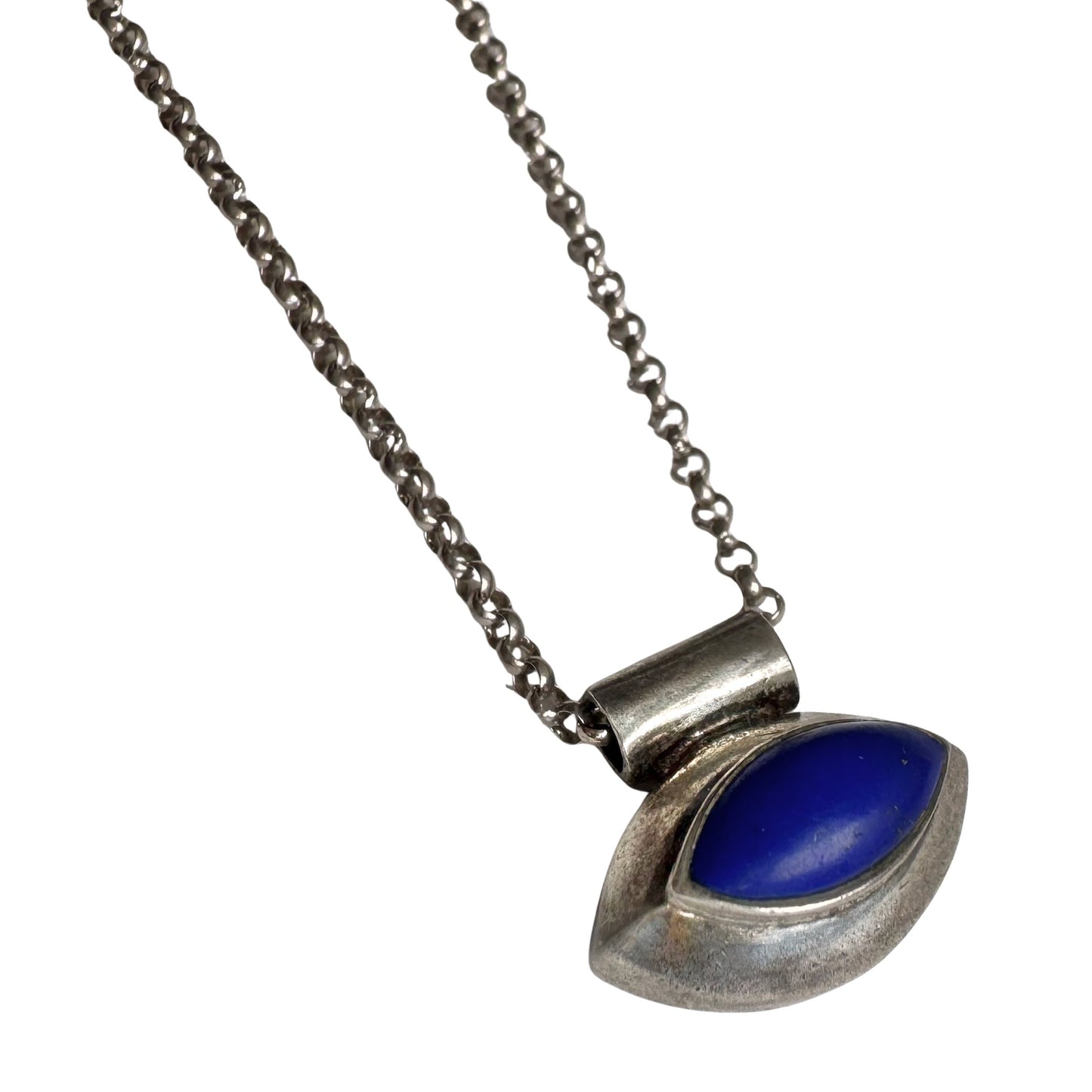 V I N T A G E // bluest eye / sterling silver third eye slider pendant necklace / 15"