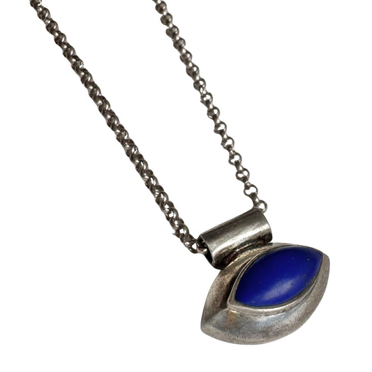V I N T A G E // bluest eye / sterling silver third eye slider pendant necklace / 15"