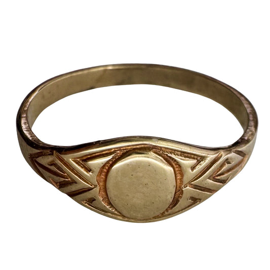 V I N T A G E // like an eye / 10k yellow gold tiniest signet ring / size 2.25