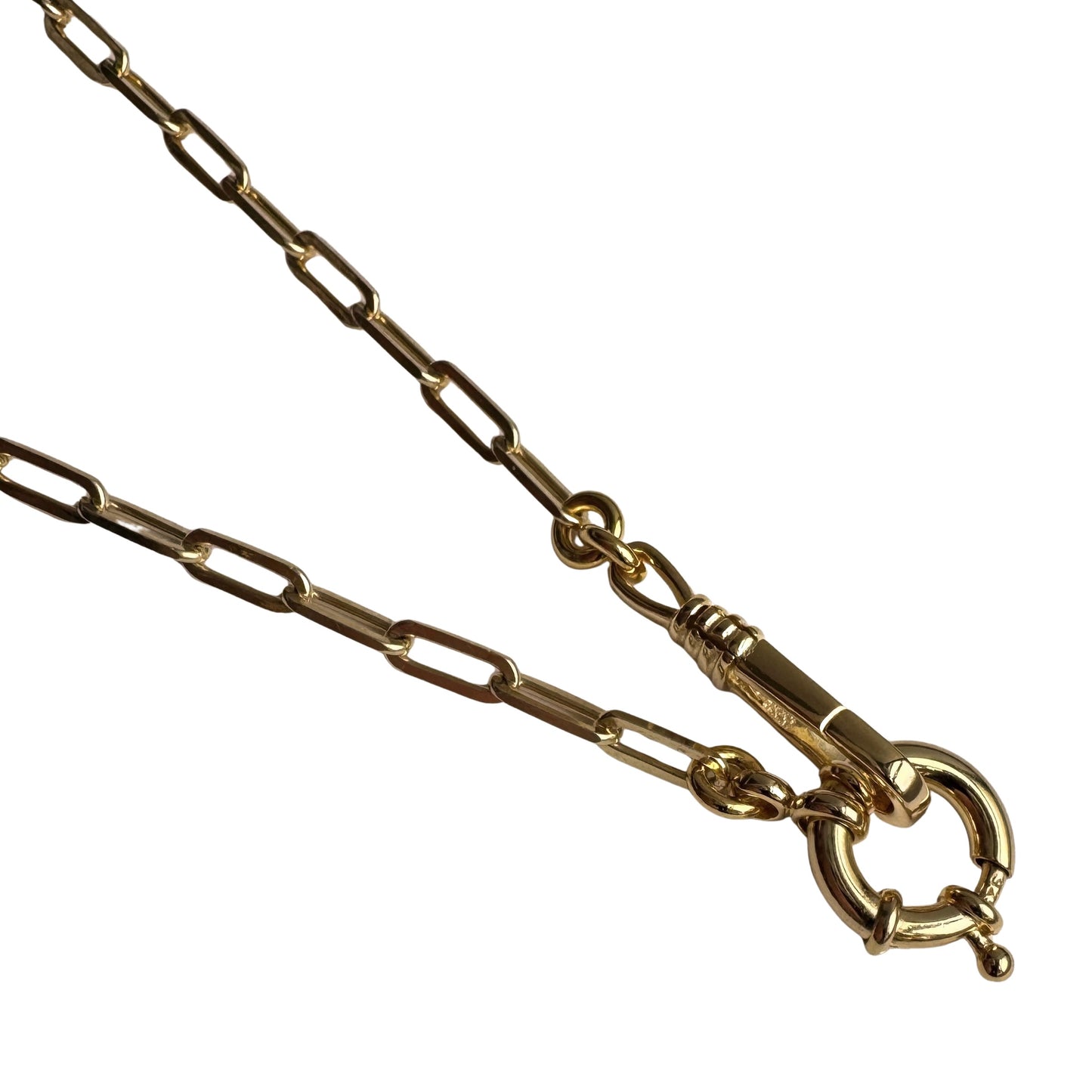 reimagined V I N T A G E // modern day watch chain / re-worked gold over sterling silver paperclip chain necklace / 16.5", 9.6g