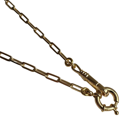 reimagined V I N T A G E // modern day watch chain / re-worked gold over sterling silver paperclip chain necklace / 16.5", 9.6g