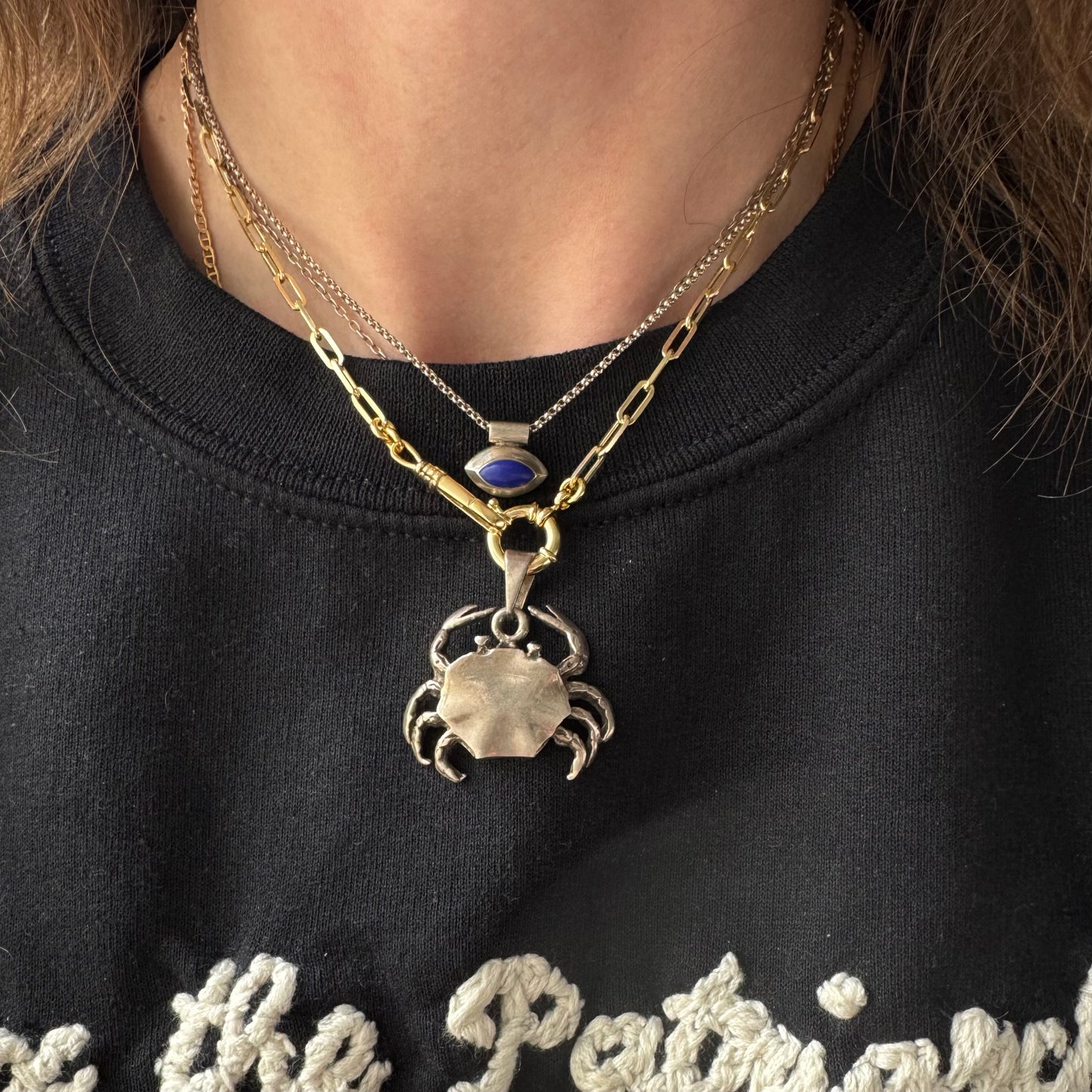 V I N T A G E // cutest crab / sterling silver detailed 3D crab / a large pendant