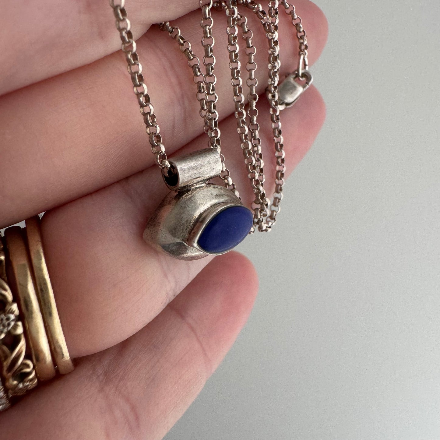 V I N T A G E // bluest eye / sterling silver third eye slider pendant necklace / 15"