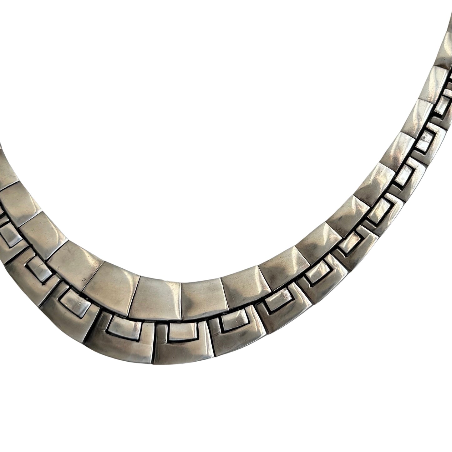 V I N T A G E // ultimate collar / 950 silver Cleopatra style paneled Mexican necklace / 15.5", 127g