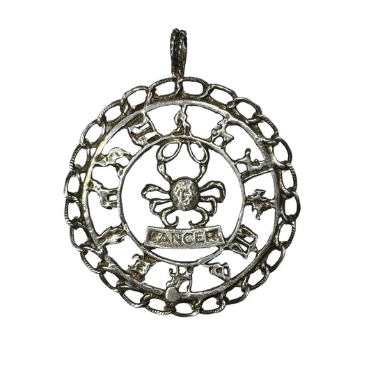 V I N T A G E // like a true Cancer / sterling silver large Cancer zodiac wheel / a pendant