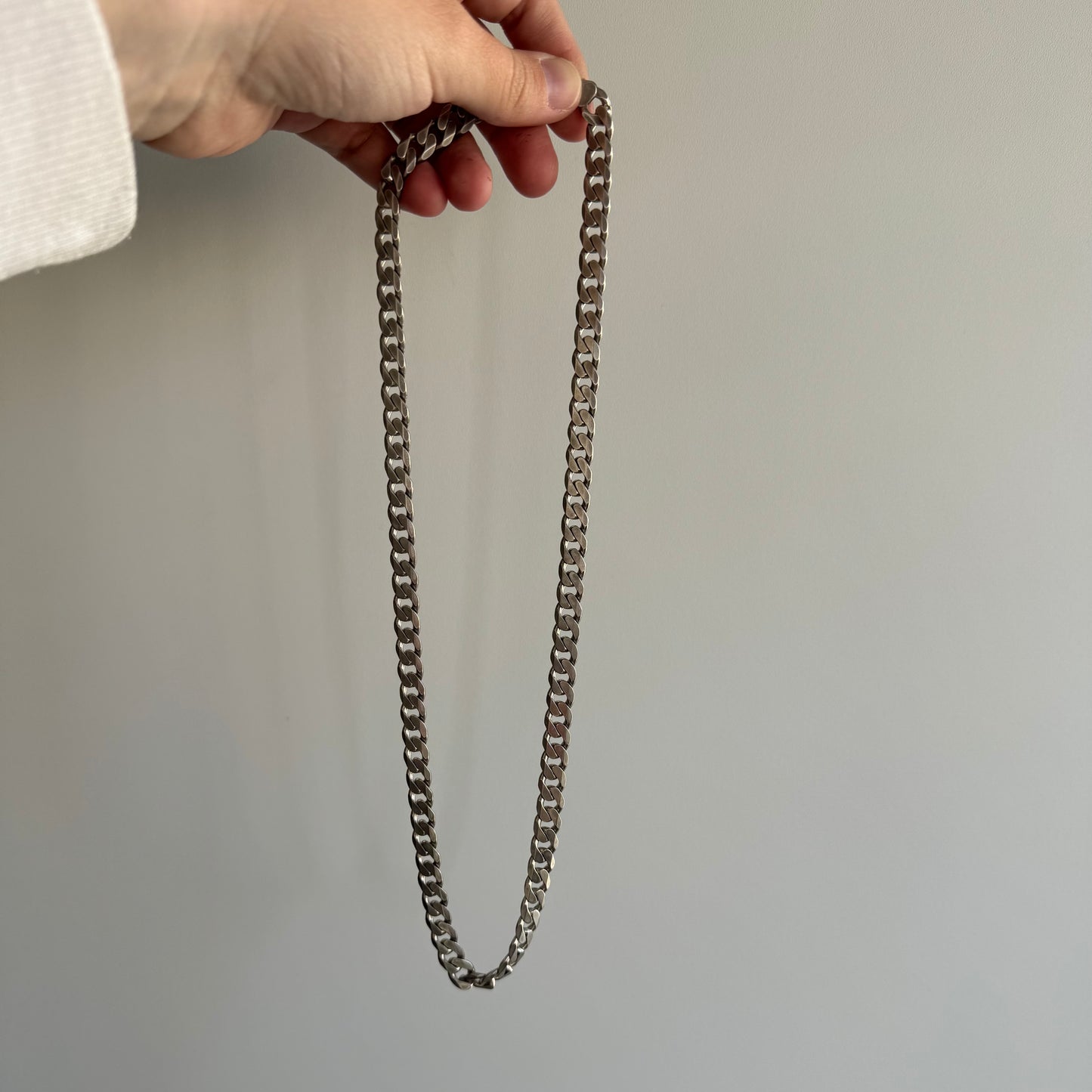 V I N T A G E // perfect curb / Italy sterling silver curb chain / 22", 57g