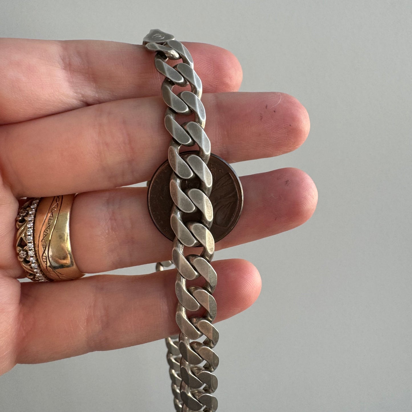 V I N T A G E // perfect curb / Italy sterling silver curb chain / 22", 57g